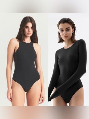 Bodysuit Bundle Skims Fits Everybody High Neck Bodysuit + Amazon LS Black Sz L